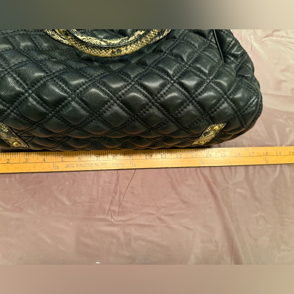 Marc Jacobs Black Leather Quilted Large Stam bag w/ Snakeskin MSRP$1,495 dustbag - Picture 10 of 13